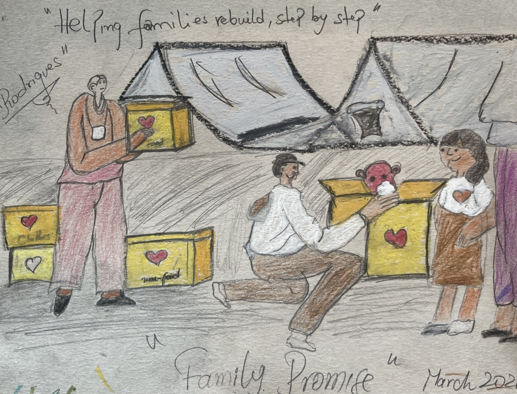 Rodrigues reflects on how Family Promise helps in his work of art. Rodrigues reflects on how Family Promise helps in his work of art.