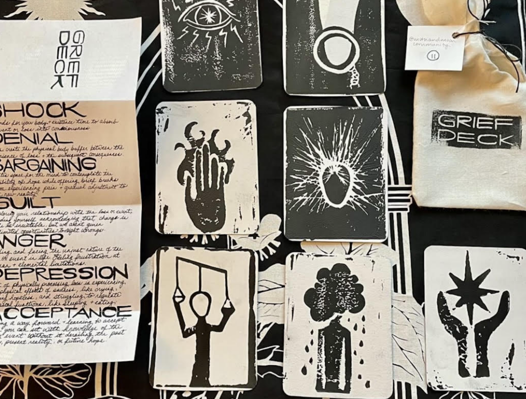 Taylor shares her oracle cards about coping with grief at the 4/16 event. Taylor shares her oracle cards about coping with grief at the 4/16 event.